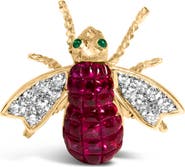 Haus of Brilliance 18K Yellow Gold 3/8 Cttw Diamond and 6 3/4 Cttw Red Ruby Bumblebee Brooch Pin