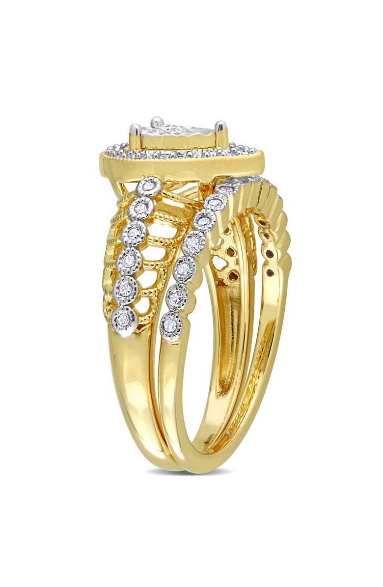 Julianna B. Diamond Halo Teardrop Bridal Ring Set, Alternate, color, Yellow-Plated Sterling Silver