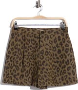 L'AGENCE Saige Leopard Print Safari Shorts