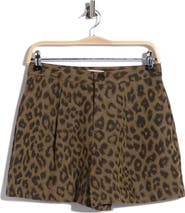 L'AGENCE Saige Leopard Print Safari Shorts