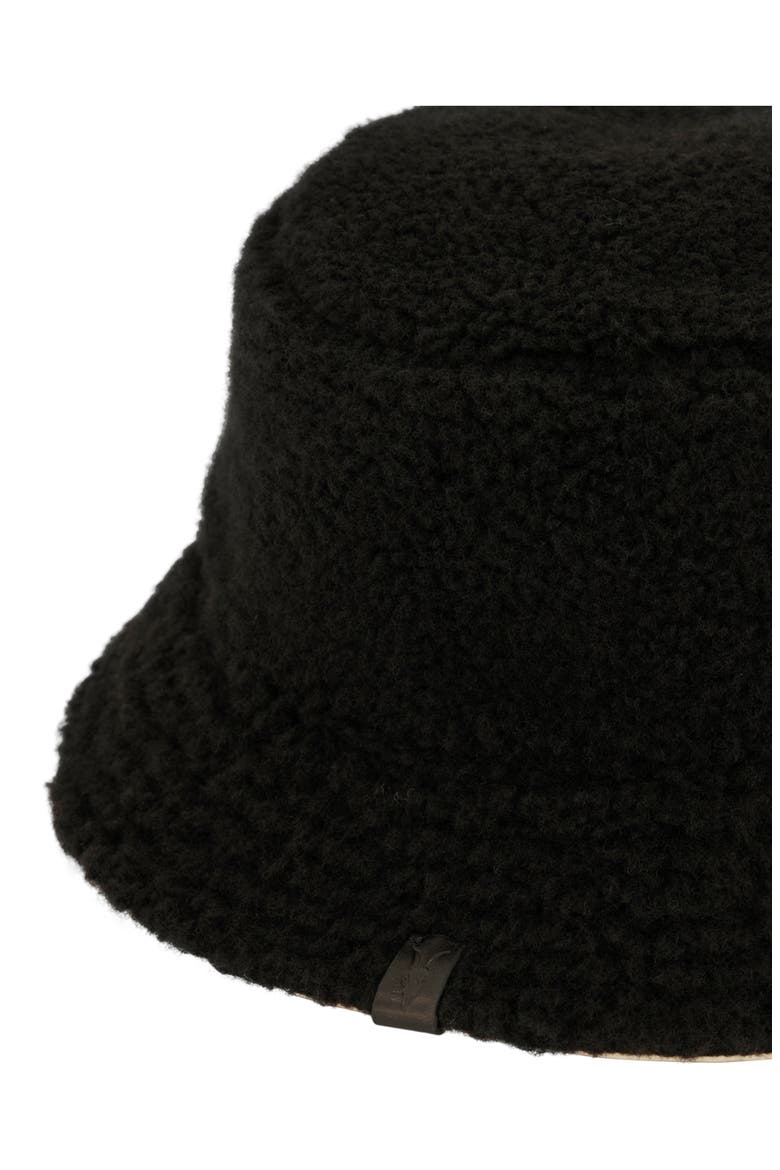 Reversible Teddy Fleece Bucket Hat, Alternate, color, BLACK WHITE