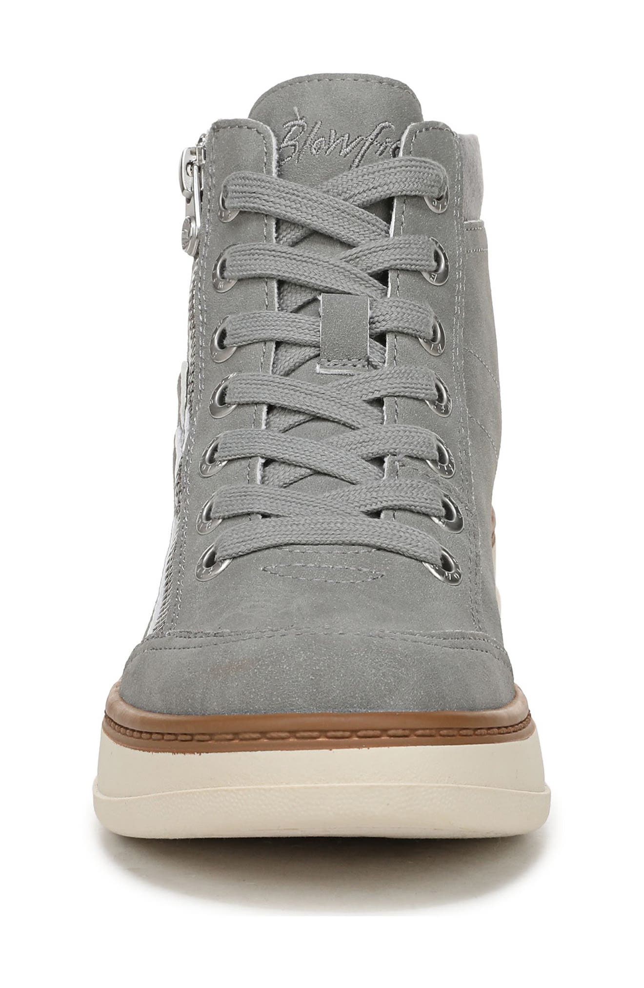 Blowfish Malibu Camden Wedge Sneaker, Alternate, color, Grey Faux Leather