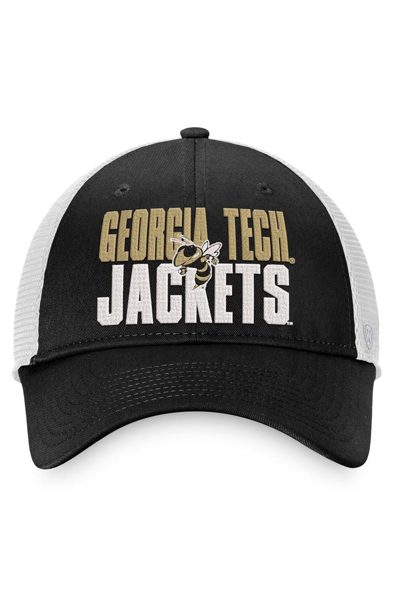 TOP OF THE WORLD Men's Top of the World Black/White Georgia Tech Yellow Jackets Stockpile Trucker Snapback Hat, Alternate, color, Black
