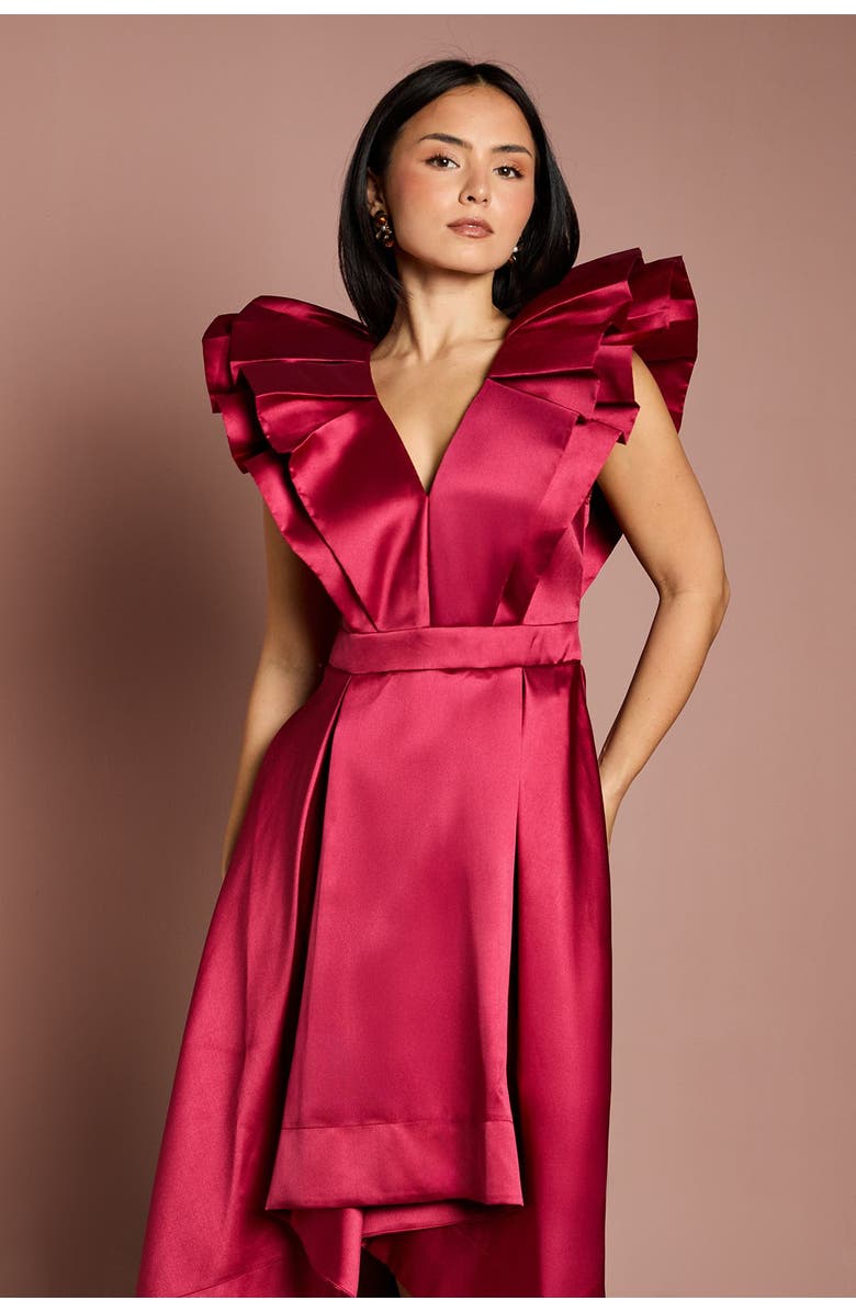 Coast Petite Frill Sleeve Midi Dress, Alternate, color, Red