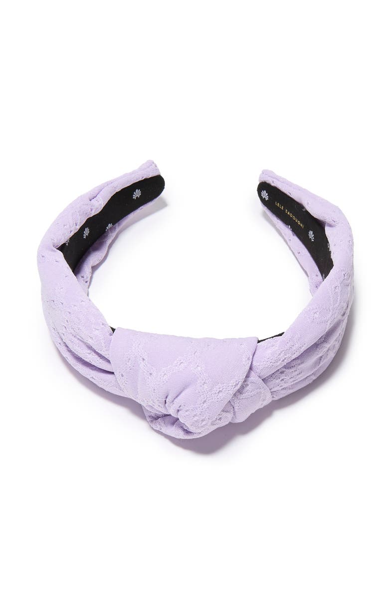 Lele Sadoughi Knotted Eyelet Headband, Main, color, Purple