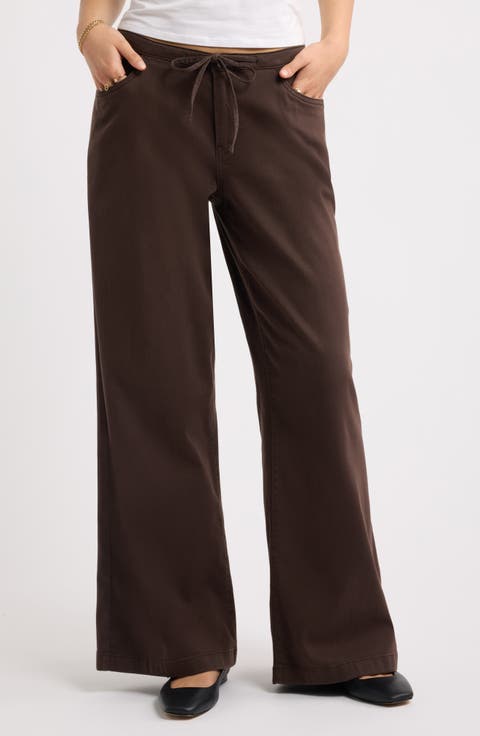 Stretch Twill Wide Leg Pants
