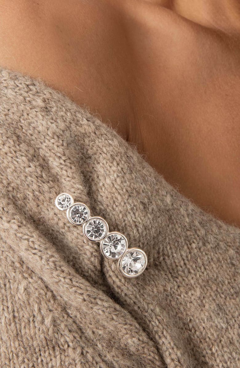 Ettika Crystal Line Brooch, Alternate, color, Silver