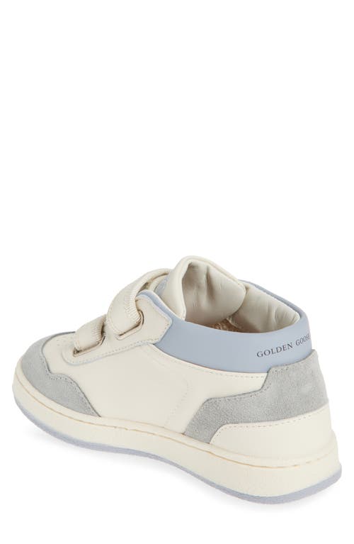 Golden Goose Boys Leather June Basket Trainers In White/light Gray/ice