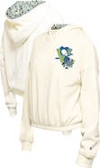 New Era Women's New Era Cream Pittsburgh Penguins Glam Game Quarter-Zip Cropped Floral Hoodie Pullover