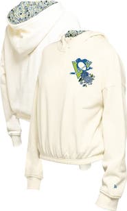 New Era Women's New Era Cream Pittsburgh Penguins Glam Game Quarter-Zip Cropped Floral Hoodie Pullover