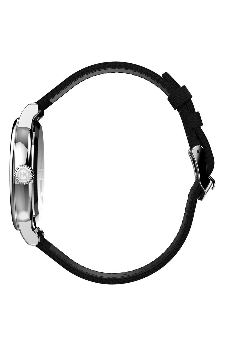 Timex<sup>®</sup> Standard Leather Strap Watch, 40mm, Alternate, color, Silver/ Black/ Black