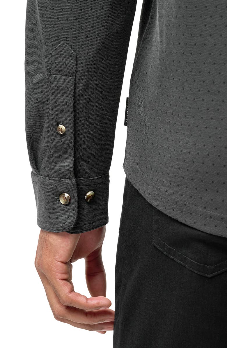 TravisMathew Handsome Town Long Sleeve Polo, Alternate, color, Heather Black