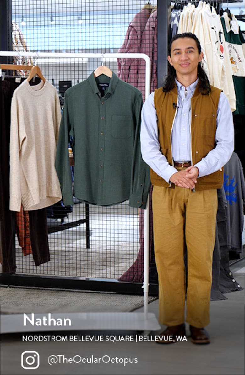 City Trim Fit Solid Stretch Flannel Button-Down Shirt, sales video thumbnail