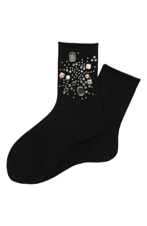 Crystal Cashmere Blend Quarter Crew Socks