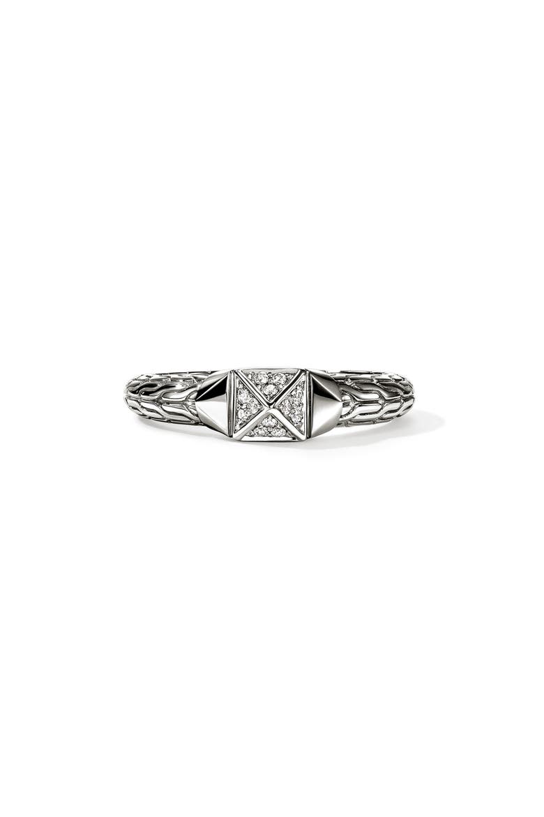 Icon Stud Ring with Pavé Diamonds, Main, color, SILVER