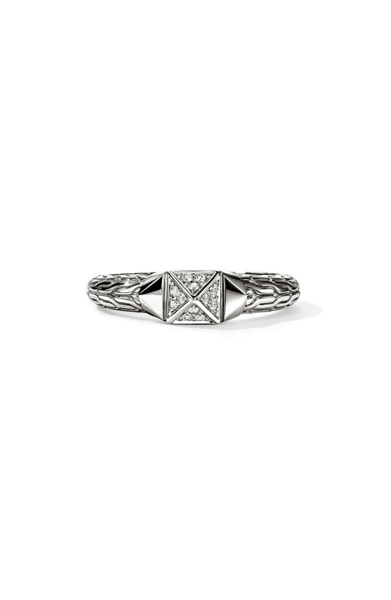 John Hardy Icon Stud Ring with Pavé Diamonds, Main, color, Silver