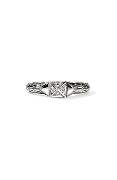 Icon Stud Ring with Pavé Diamonds