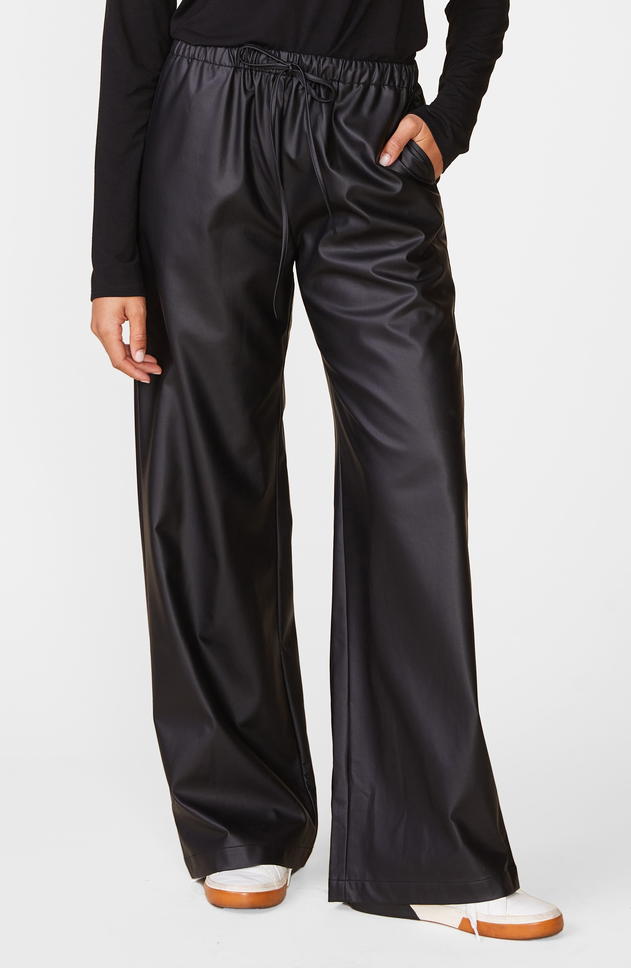 Faux Leather Wide Leg Pants