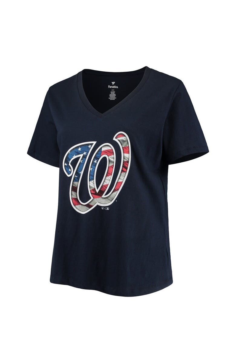 PROFILE Women's Navy Washington Nationals Plus Size Banner V-Neck T-Shirt, Alternate, color, Navy