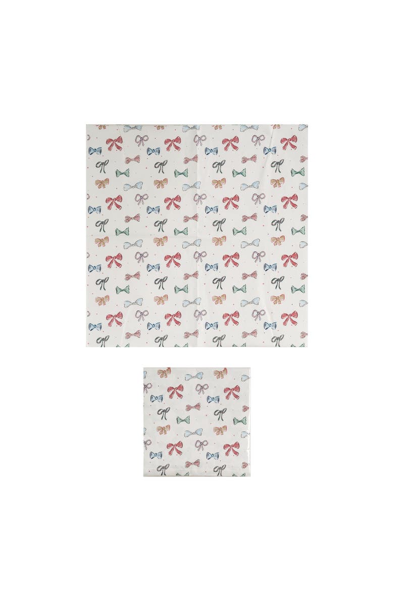 Storied Home Bows Pattern Square Paper Napkins, Multicolor, Main, color, White