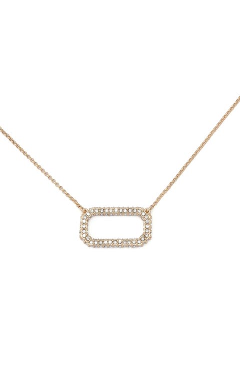 Pavé Crystal Hexagon Link Pendant Necklace