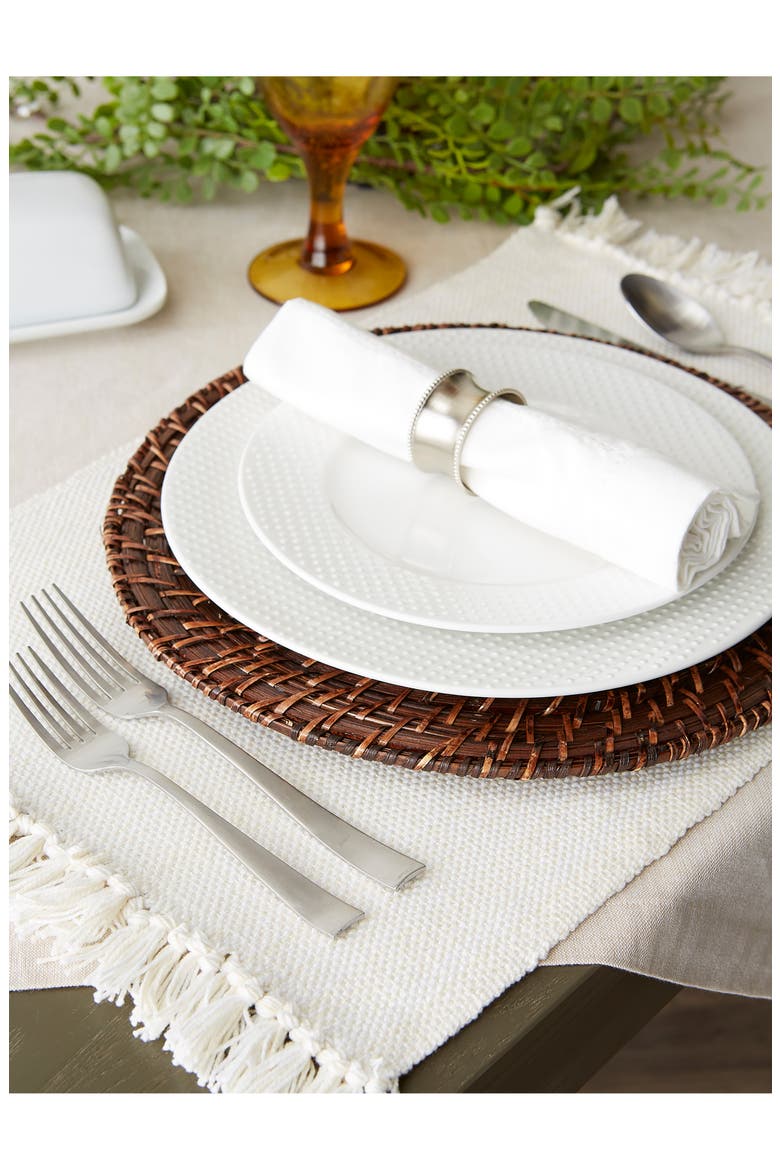 Variegated Fringe Set of 4 Placemats, Alternate, color, IVORY
