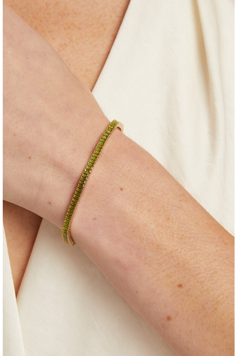 Lab Grown Green Peridot Baguette Tennis Bracelet, Alternate, color, Yellow Gold Vermeil