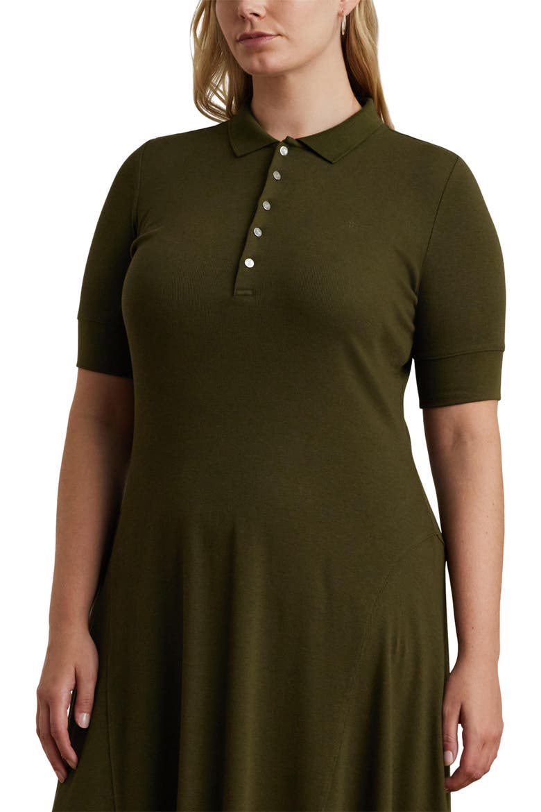 Cotton Blend Midi Dress, Alternate, color, BOTANIC GREEN