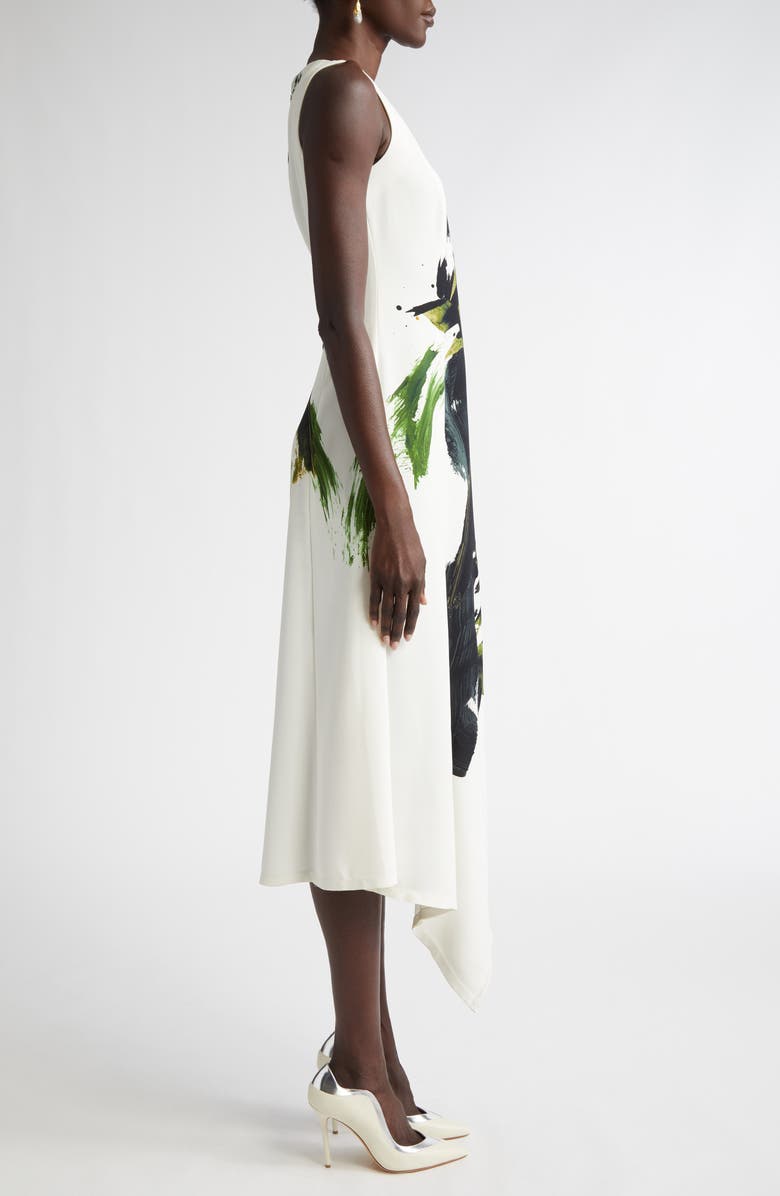 Jason Wu Collection Brushstroke Print Asymmetric Crepe Dress, Alternate, color, 