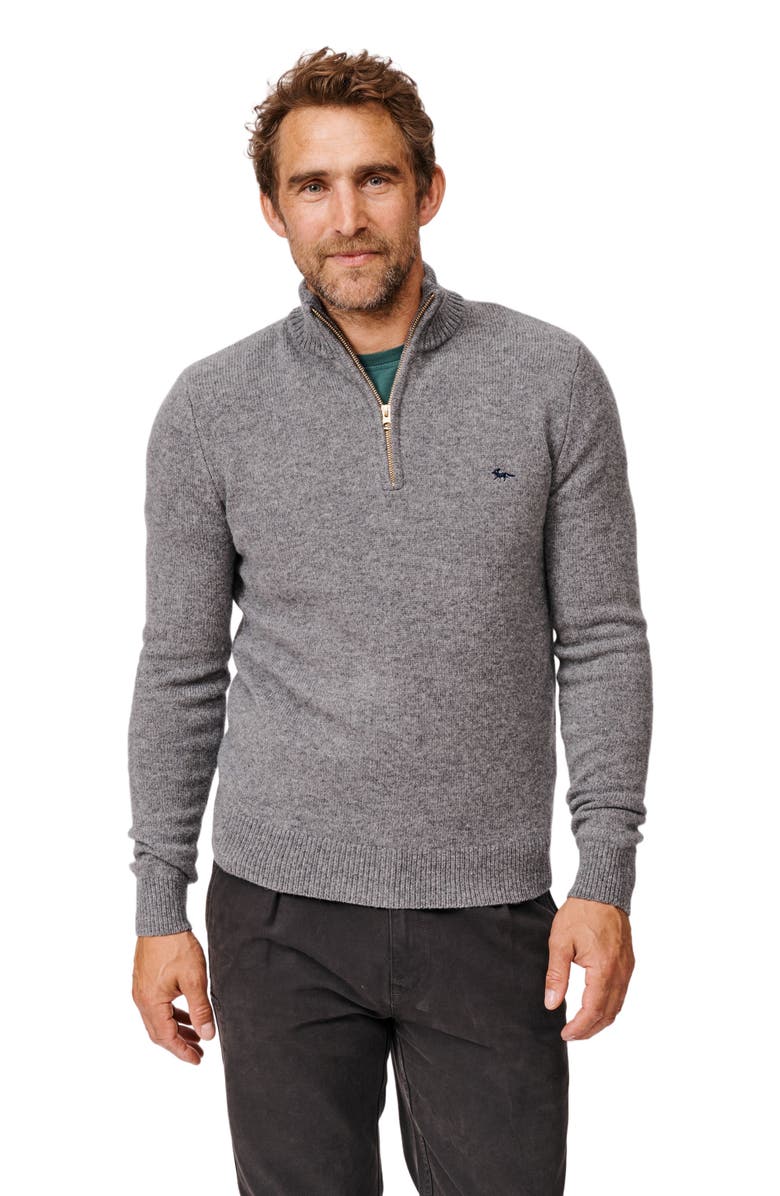 Aubin Pepper Lambswool Zip Neck Sweater, Main, color, Mid Grey