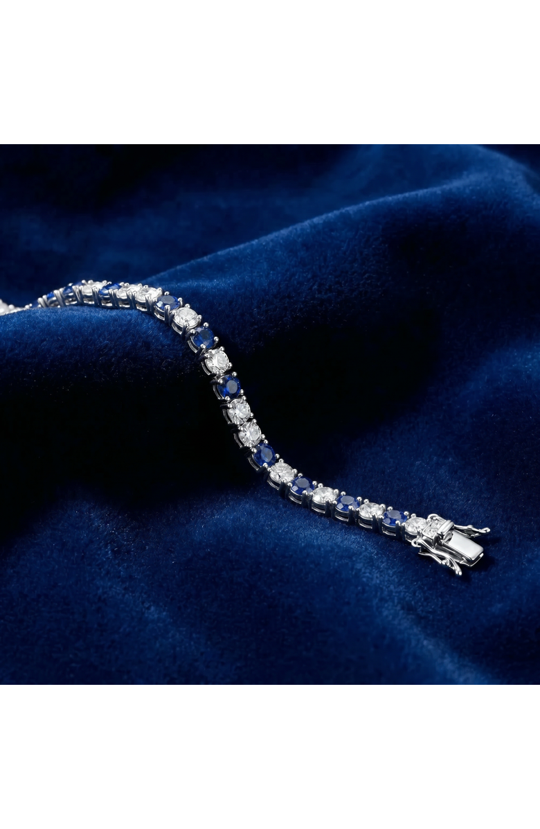 Bliss Diamond 11.50Ct Blue Sapphire & Diamond Tennis Bracelet 7" 14k Gold Lab Grown, Alternate, color, 14K White Gold