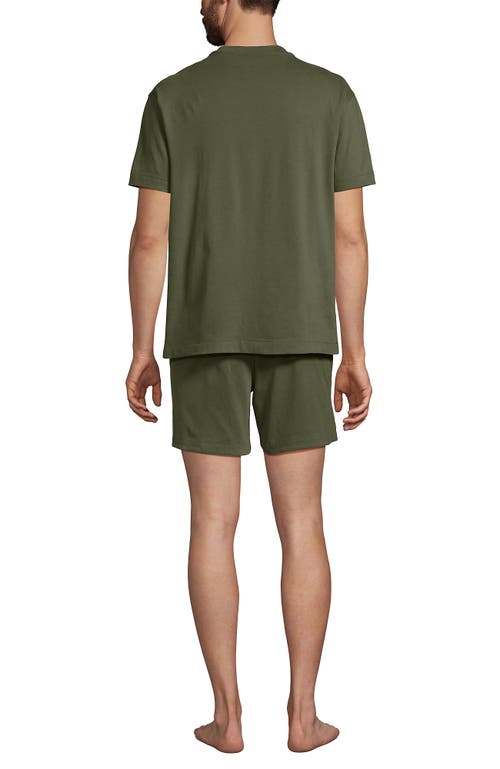 Lands' End Short Sleeve Knit Jersey Short Sleep Set In Green