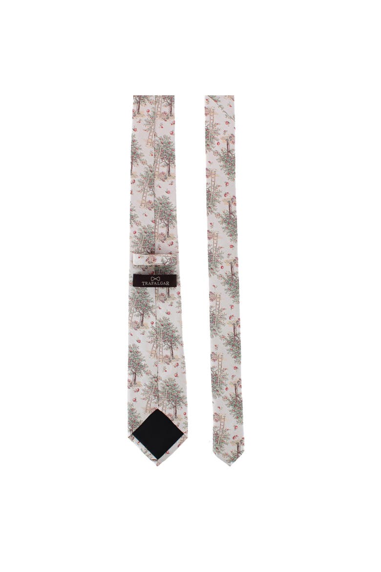 Fall Apple Orchard Silk Novelty Necktie, Alternate, color, Silver