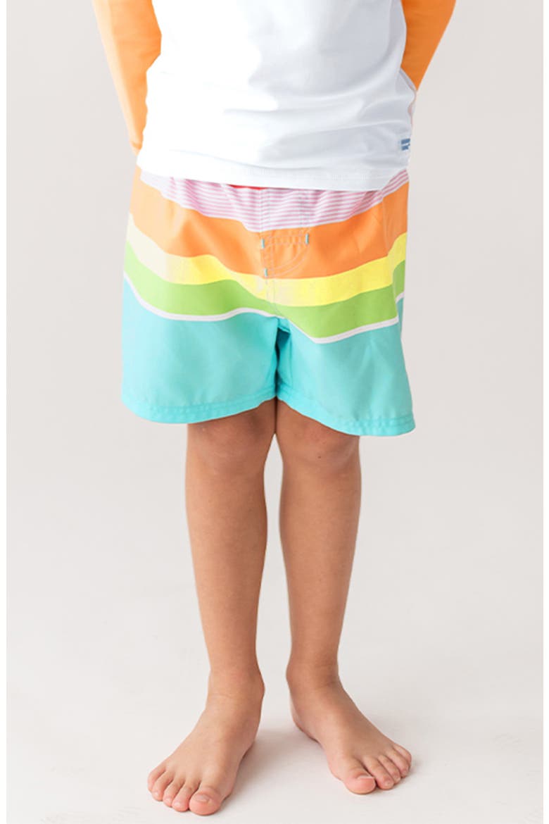 Kids' Island Rainbow Swim Trunks, Alternate, color, BLUE