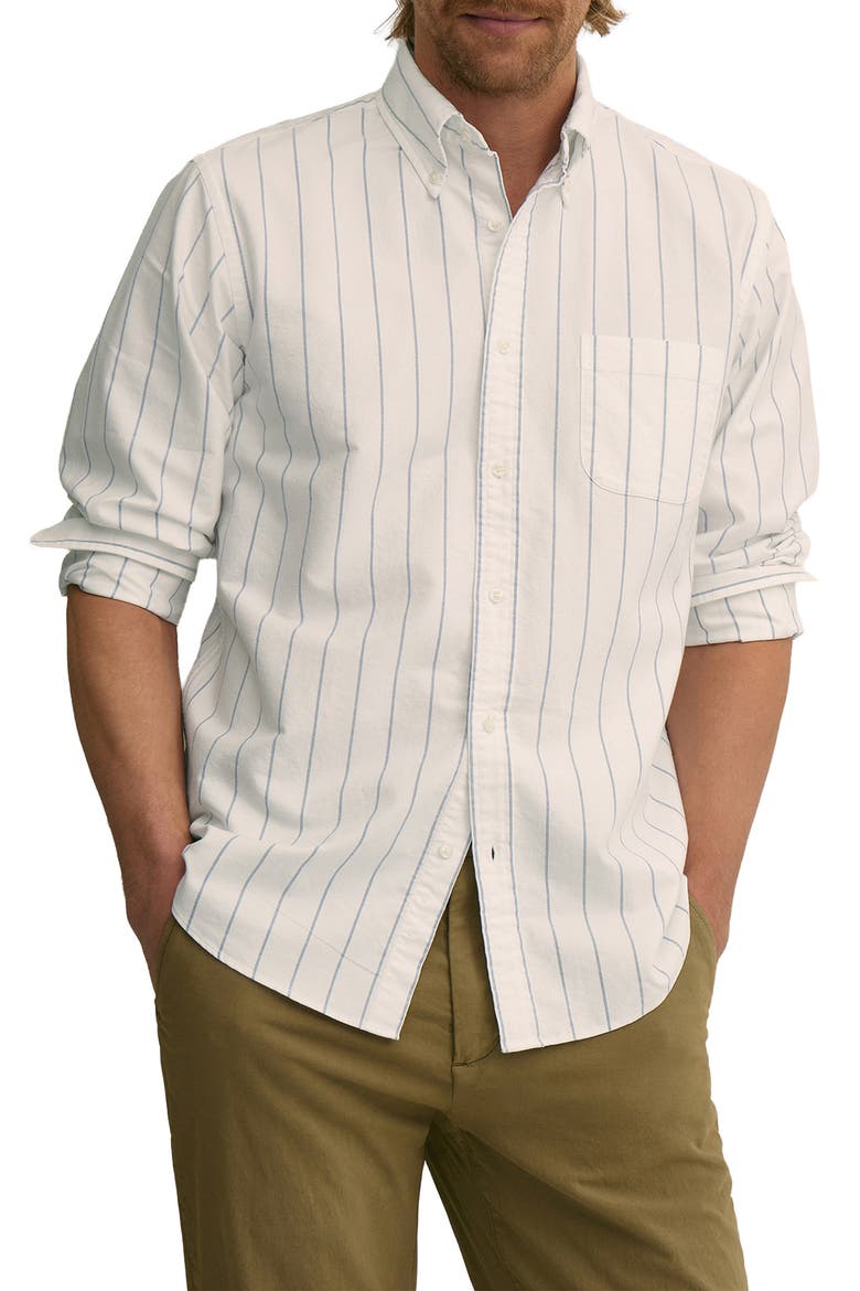 Friday Stripe Cotton Oxford Cloth Button-Down Shirt, Main, color, WHITE PINSTRIPE