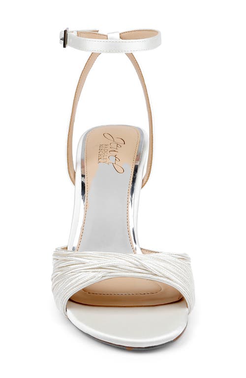 Jewel Badgley Mischka Nanette Braided Ankle Strap Sandal In Ivory Satin