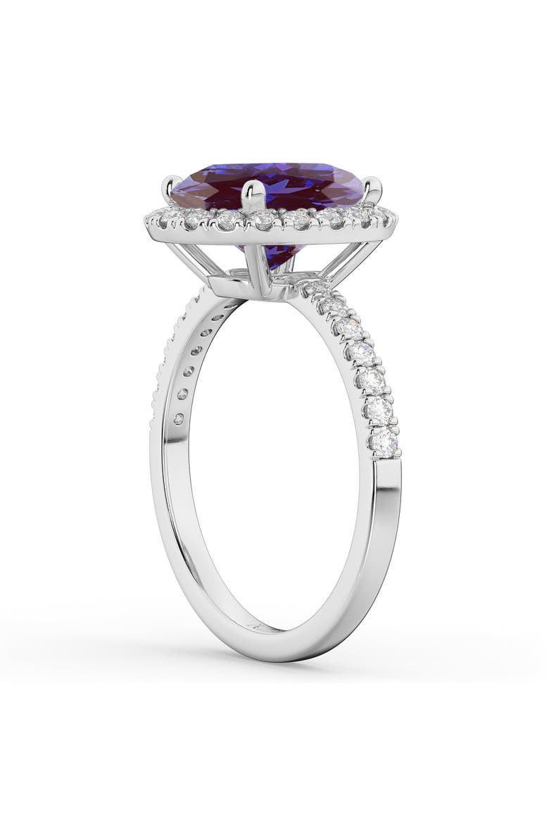 Oval Cut Halo Lab Alexandrite & Diamond Engagement Ring 14K, Alternate, color, 2.91ct/White Gold