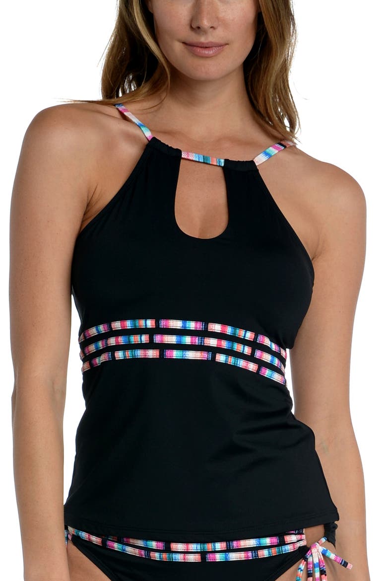 Catalina Cutout Tankini Top, Main, color, BLACK