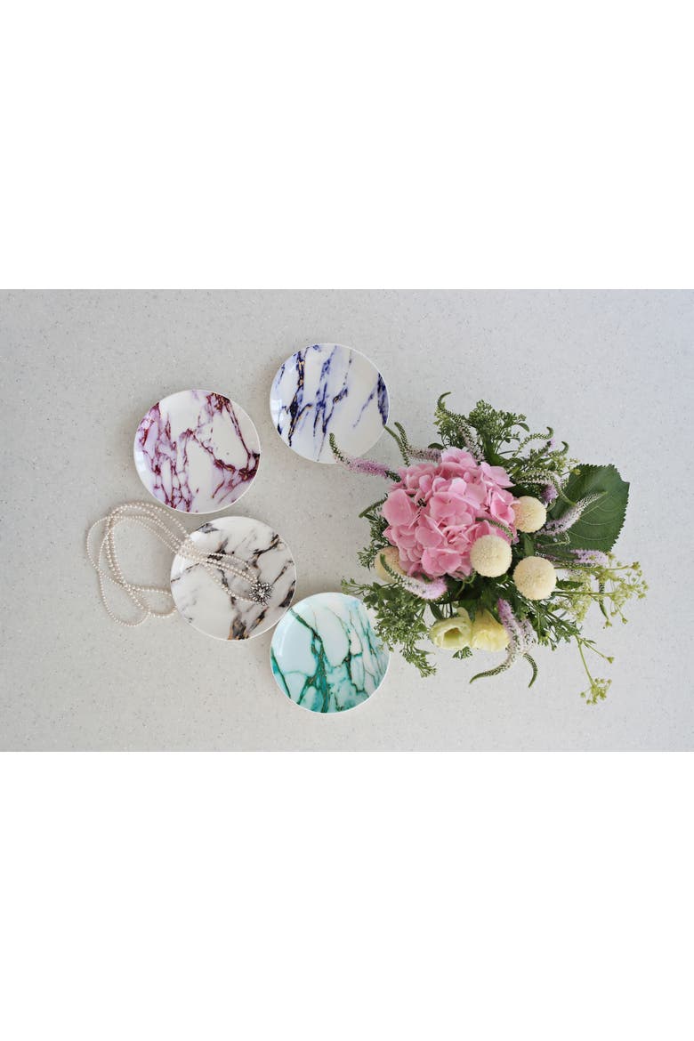 Marble Azure Canape Plate, Set of 4, Alternate, color, White