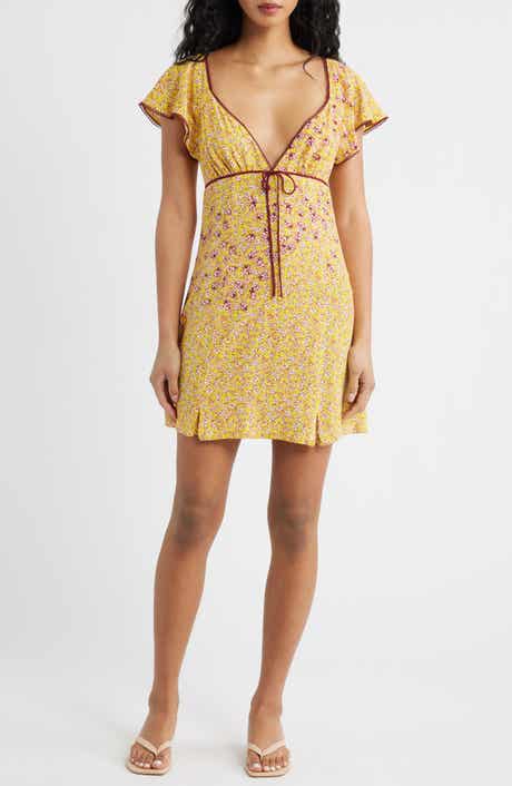 Free People Backroads Floral Flutter Sleeve Mini Sundress