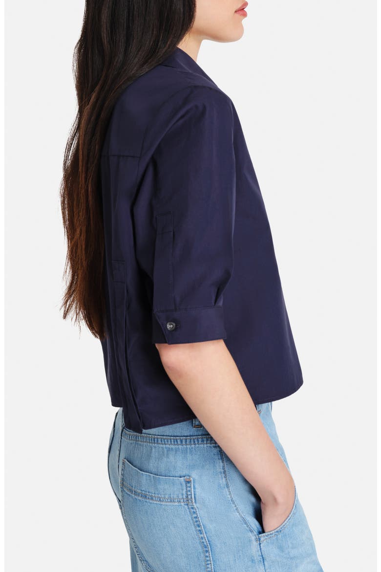 Short Lived Elbow Sleeve Cotton Button-Up Shirt, Alternate, color, MIDNIGHT