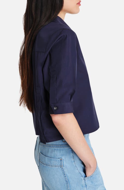Twp Short Lived Elbow Sleeve Cotton Button-up Shirt In Blue
