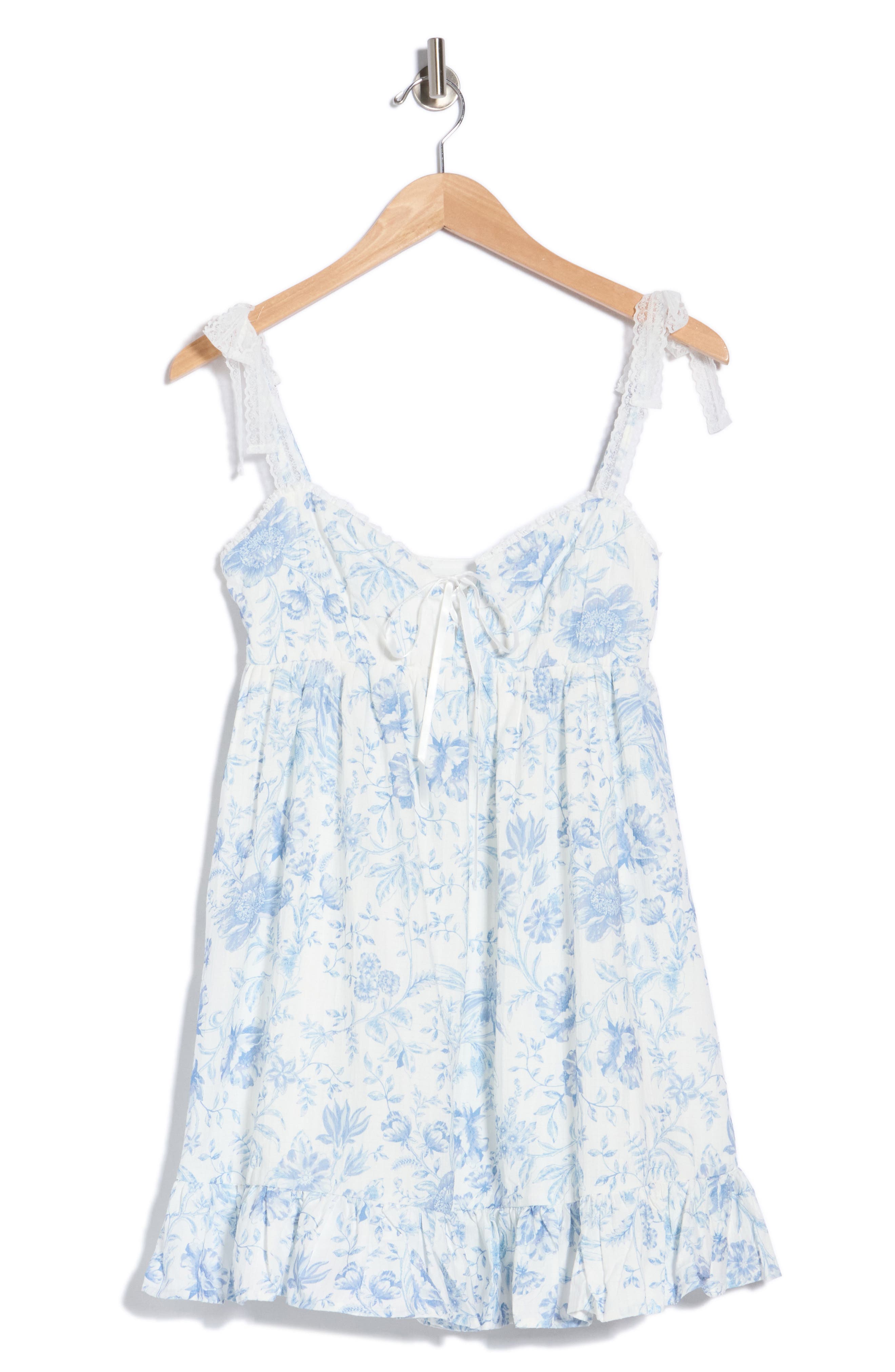 Floral Tie Shoulder Babydoll Minidress