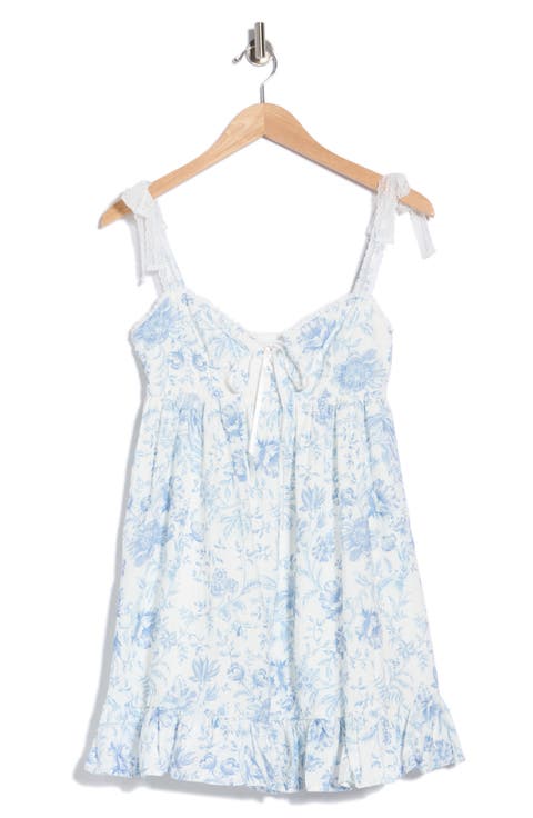 Floral Tie Shoulder Babydoll Minidress
