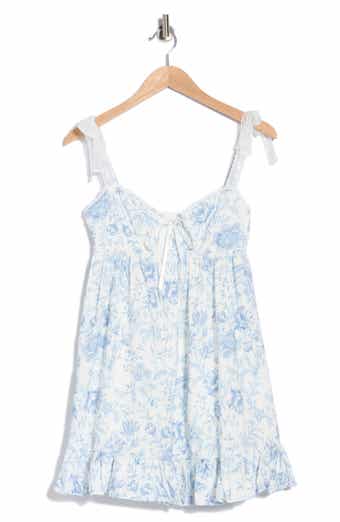 Floral Tie Shoulder Babydoll Minidress