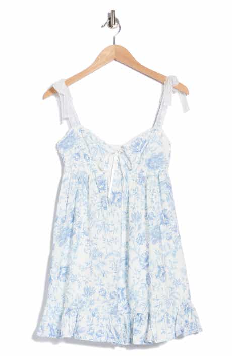 Floral Tie Shoulder Babydoll Minidress
