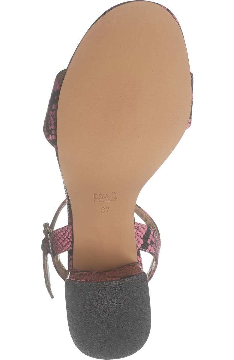 Roberto Cavalli Snake Embossed Ankle Strap Sandal, Alternate, color, Pink