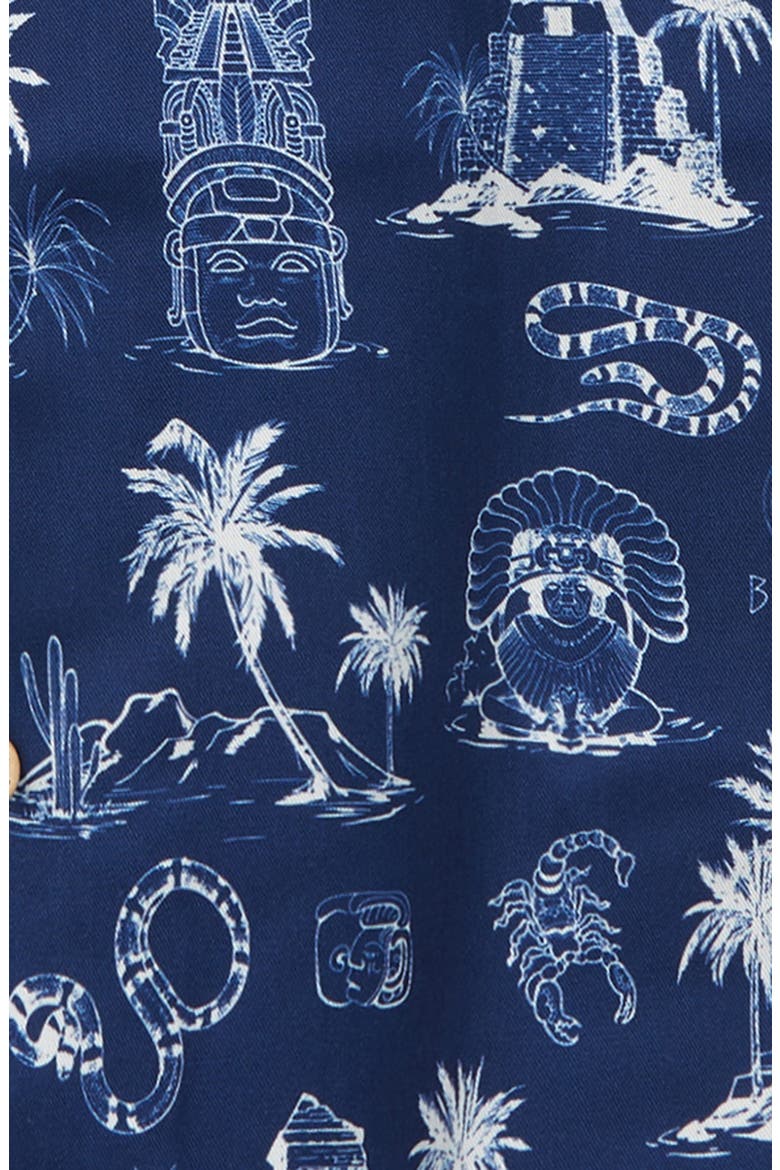 Kids' Tulum Print Button-Up Shirt, Alternate, color, BLUE