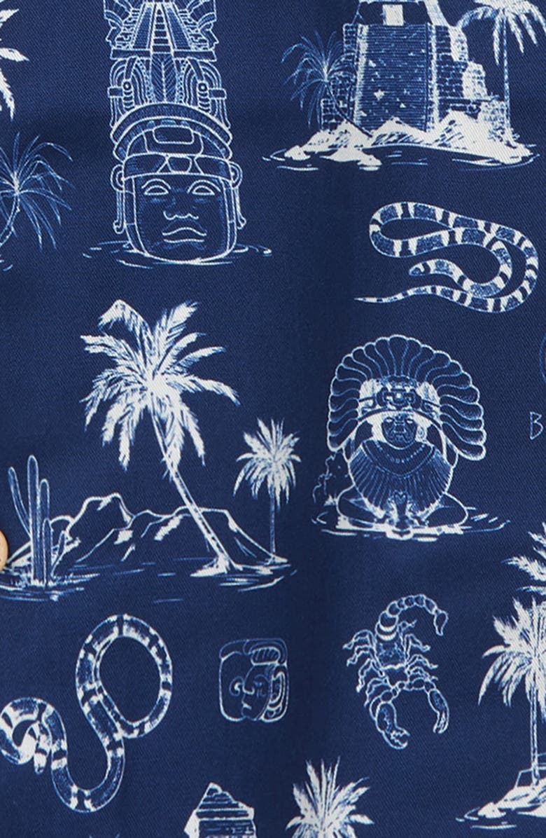 Boardies Kids' Tulum Print Button-Up Shirt, Alternate, color, Blue
