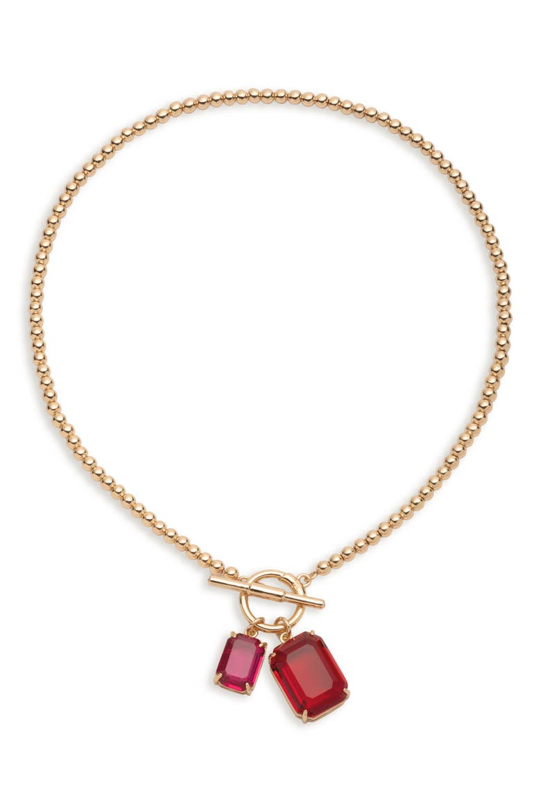 Stone Pendant Bead Necklace, Main, color, SIAM
